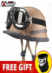 Motorcykelhjälmar läder casco moto hjälm motocross retro öppen ansikte dot certifiering tysk halvstorlek sxxl7723145