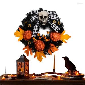 Decorative Flowers Halloween Wreath Hanger 18-Inch Decorations For Door Handmade With Built-in LED Light Part
