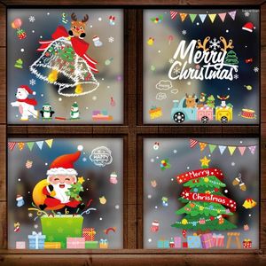 Window Stickers Merry Christmas Decal Decoration For Home 2024 Wall Sticker Santa Claus Snowflake Kids Room Decals Year