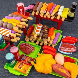 Kitchens Play Food Children Toys Barbecue Kit Pretend Play House Kitchen Cooking Toys BBQ Simulation Food Set for Kids Cosplay Game Montessori Toys 2443