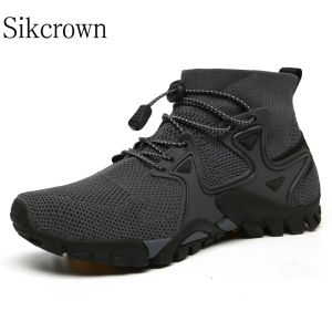 Boots Summer Outdoor Hiking Shoes Men Breathable Mesh Treking Slipon Upstream Walking Shoes Women Lightweight Fishing Gear Foot Shoes