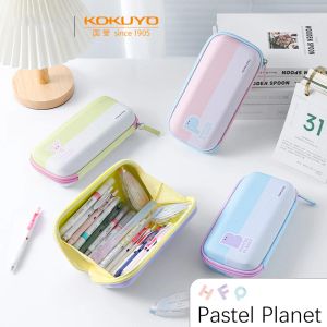 Väskor 1pc kokuyo ny pastellplanet blyertsfodral blixtlås med stor kapacitet stationer förvaring väska söt blyerts låda kawaii barn skola påse