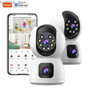 Other CCTV Cameras Dual Lens Indoor Security Camera - Auto Tracking Color Night Vision2-Way Audio for Home Safety and Baby MonitoringTuya APP Y240403