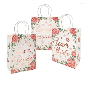 Present Wrap 5st Rose Gold Stamping Team Brud Handheld Paper Bag Engagement Wedding Party Deced Candy Packaging