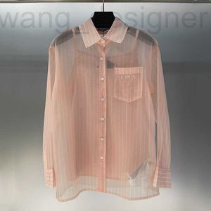 Damenblusen Shirts Designer verifizierte Version Richtige Luxusmodemarke Sticked Letter Abzeichen vertikaler Streifen Herbst Shirt Frauenmantel High JR4p