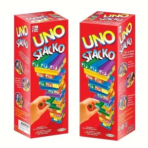 UNO Stacko Game empilhando o colorido Block Tower Family Party Interactive Pais-filho Puzzle Board Game Crianças Build Draw Learn Toys