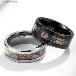 Clusterringe Nuncad 8mm Wolfram -Carbid -Ring mit abgeschrägten Camo Muster Ring für Herren Party Hochzeit Schmuck Großhandel L240402