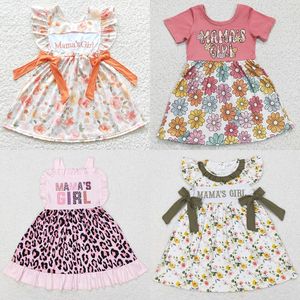 Großhandel Baby Girls Kleid Frühling Sommer Kurzarm Rüschen knielange Kleider Fashion Mama Girl Boutique 240403