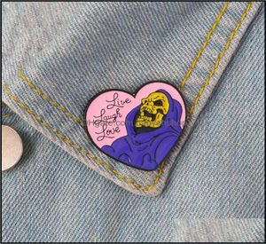 Cartoon Accessoires Produkte Baby Kinder Mutterschaft Live Lachen Liebe Emaille Pin Herz Form Skelett Abzeichen Brosche Revers für Denim Jean2377254