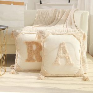 Kissenbuchstabenabdeckung 45x45 cm beige handgefertigtes quadratisches Kissenbezug Lliving Room Bett Home Dekoration