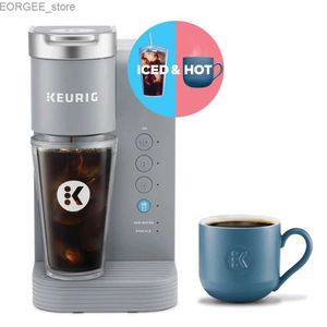 Kaffeemaschinen Keurig K-EICED Essentials Grey Iced und heiße Ein-Serve-K-Cup-Pod-Kaffeemaschine Y240403