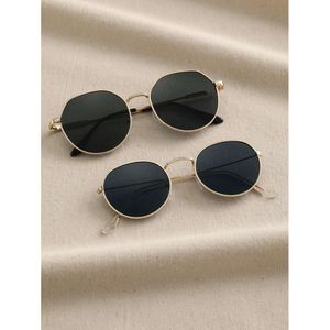 2pairs Women Metal Geometric Frame Vintage Fashion Glasses For Outdoor Vacation Driving Daily Life Accessories