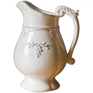 Wazony francuska biała porcelanowa doniczka Elegancka klasyczna retro kwiat i waza ceramiczne podkładowe ozdoby dekoracyjne