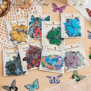 Gift Wrap JIANQI 40pcs Color Butterfly Decorative Waterproof Stickers Material Sticker Scrapbooking Label Diary Cup Phone Journal Planner
