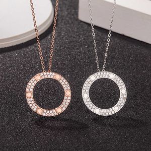 Classic Design Love Jewelry ring big cake Necklace S925 Sterling Silver Plated 18k rose gold fashion brand necklace with clavicle chain With Logo