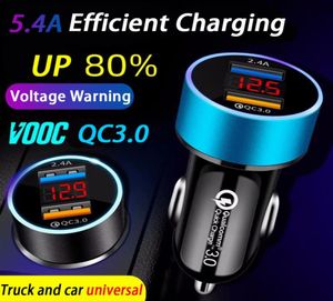 QC 3024A Dual Fast USB Car Charger LCD Display 1224V Cigarette Socket Lighter Power Auto USB Adapter Upgraded Equipped4386649