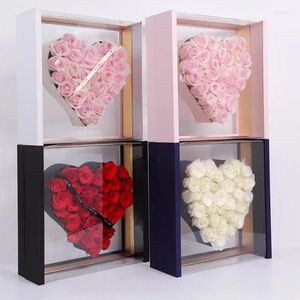 Wrap regalo 1pcs Qixi San Valentino a forma di cuore Shop Acrilico Scatole di disposizione trasparente Rosa