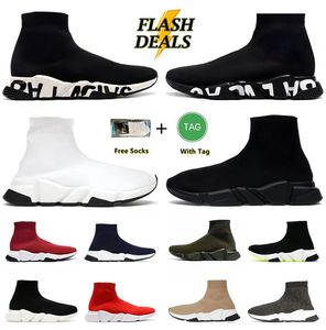 Designer casual skor socktränare sko komfort ensamma andningsbara män kvinnor plattform hommes mesh tränare svart glitter stickad trippel svart vit promenad sneakers