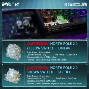 KT68 Pro Smart Screen Mechaniczna klawiatura 65% ergonomia Kształt Pełna klawisz przełącznik klawisza Gaterlight RGB RGB