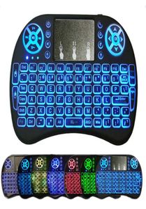 Mini teclado i8 sem fio com retroiluminação e controle remoto com bateria de lítio para Android TV Box 24G Touch Pad6627067