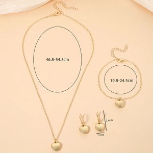 Set di gioielli Obega Golden Heart For Women Classic Cute Women's Orecching Collace Bracciale 2023 Set di gioielli di tendenza