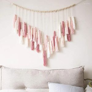 Tapissries 2024 Macrame Wall Hanging-Large Hanging With Wood Peads-Bohemian Decor for Sovrum och vardagsrum Ornament