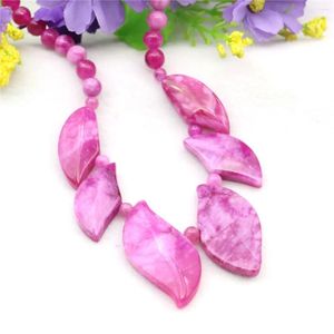 Catene da 6-14 mm foglie rotonde collana rosa rosa collana giada naturale calcedony da calcedonico indossare donne gioielli di moda