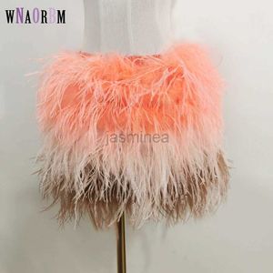 Urban Sexy Dresses True ostrich feather Multicolor Mini Skirt Elastic Waist Sexy Clothing Club Party Dance Rave Short Skirt Note select 3 colors 2443