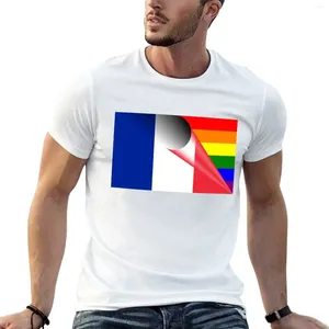 Herrtankstoppar Frankrike flagga gay stolthet regnbåge t-shirt vintage t shirt sommarutgåva monterade skjortor för män