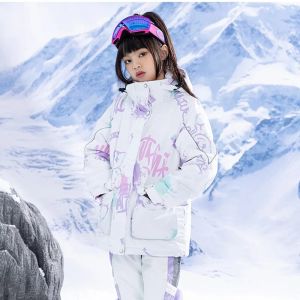 Костюмы для девочек, красочные лыжные костюмы, детская зимняя теплая лыжная одежда, роскошные водонепроницаемые ветрозащитные дышащие куртки или брюки для детей