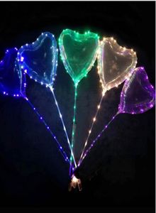 Valentine039S Day Gifts ledde Love Heart Bobo Ball Balloons Night Lights Clear Balloon Flash Air Balloon For Wedding Party Decora1177332