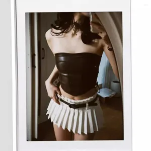 Skirts Low Waisted Mini Heavy-duty Pleated Craft Pants Black And White All Season Ultra Short Skirt