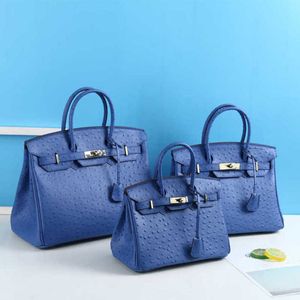 Ostrich Handbags Leather Large Capacity Grain Cow Bag Fashionable 2024 New One Shoulder Cross Body Handbag