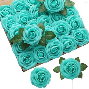 Flores decorativas 50/100pcs 3cm Rose Rose Artificial Flor DIY Caixa de presente DIY Bouquet Bouquet Party Decoration Christmas Outdoor Home