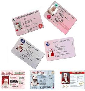 Santa Claus Sleigh Riding Licence Flight Cards ID Christmas Tree Ornament Decoration Old Man Driver License Entertainment Props Gi1257016