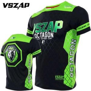 Men's T-Shirts VSZAP Cage Fighting T-shirt Thai Boxing Elastic Quick Dry Short Sleeve T-shirt Training Mens MMA Fitness Boxing Ring J240402