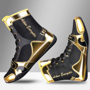 Boots Men Sanda Fighting Boots Gold Red Boxing Sneakers for Mens Professional Boy Wrestling Boots Anti Slip Boxing Shoes Man