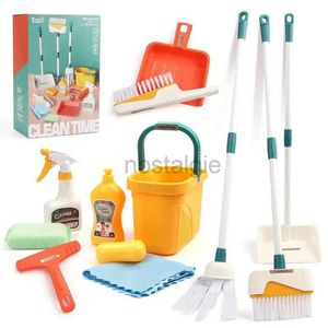 Cozinhas brincar de comida Mini limpeza de limpeza fingimento Play House Kousekeeping Toy Cleaning Tool Incluir Broom Dustpan Presente de aniversário para crianças 2443