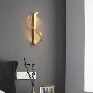 Wall Lamp Nordic LED Copper Light Living Room Simple Lights Luxury S-shaped Bedroom Art Lighting Decor El Corridor Aisle