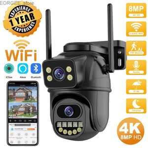 Andere CCTV -Kameras 4K 8MP HD WiFi PTZ Camera Outdoor 4MP Dual Lens Dual Screen AI Auto Tracking IP -Kamera CCTV Audio Videoüberwachung P2P ICSEE Y240403