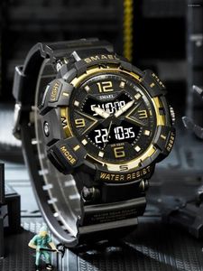 Wristwatches SMAEL 8076 Mens Watch Auto Date Waterproof 5 Bar Sport LED Light Alarm Clock Dual Time Display