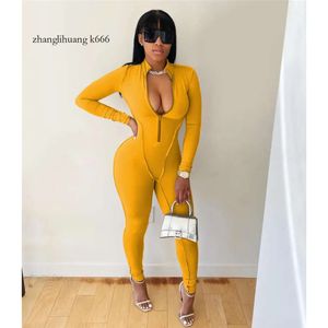 2X Plus Size 2024 Fall Winter Women Sexy Night Club Wearing Solid Color Jumpsuits Casual Long Sleeve Zipper Rompers Skinny Black Bodysuits 4178