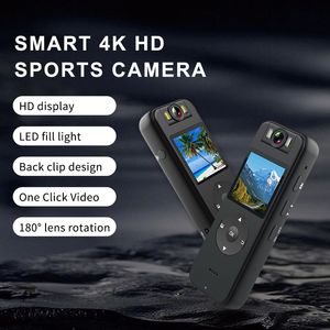 Z09 Smart 4K Sports Camera HD Display Display Clip Design a 180 ° Rotazione LED ONE-TOUCT LED Riempimento Luce Wireless Security Camcorder Video Registratore