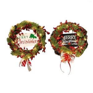 Decorative Flowers Light Up Christmas Door Wreath 35cm Seasonal Garlands For Year Decor