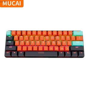 Keyboards MUCAI 61 Key RGB Mechanical Keyboard USB Wired LED Backlit Axis Gaming Mechanical Keyboard for Mac Android WindowsL2404