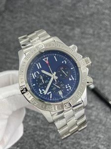 Męski luksusowy zegarek na nadgarstek Męski Kwarc Chronograf 46mm 316 Case ze stali nierdzewnej Niebieska guma AAA+ wysokiej jakości szklany szklany/czarny/biały tarcza darmowa wysyłka