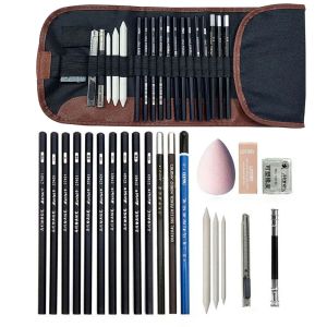 Lápis 22pcs esboço conjunto de lápis de esboço profissional Kit de desenho a lápis de madeira para iniciantes adolescentes adolescentes de artistas de artista de arte