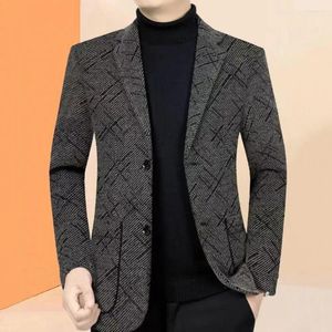 Jackets masculinos Men traje a fibra de poliéster Cardigã quente grosso com colarinho virado para o inverno comercial