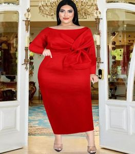 Plus Size Dresses Red Dress Women Big Bow Party Bodycon Shiny Sheath Robes Sexy Midi Length Celebrate Event Night Evening Prom Chr8024800