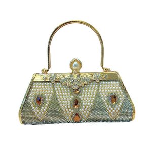 Borsa da sera da donna Borsa da abito Borsa per banchetti per celebrità Borsa da donna in argento con perla di diamanti d'acqua palmare